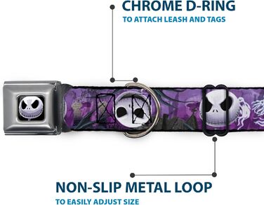 Нашийник для собак Buckle-Down Jack Expressions Ghosts in Cemetery - широкий 2.5 см, розмір 38-66 см