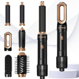 Набір для укладки волосся Atopskins Pro Airstyler 6 в 1: фен-щітка, плойка, іонізація, 1000W, чорний