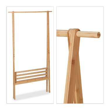 Relaxdays Folding Clothes Rack with Shelf