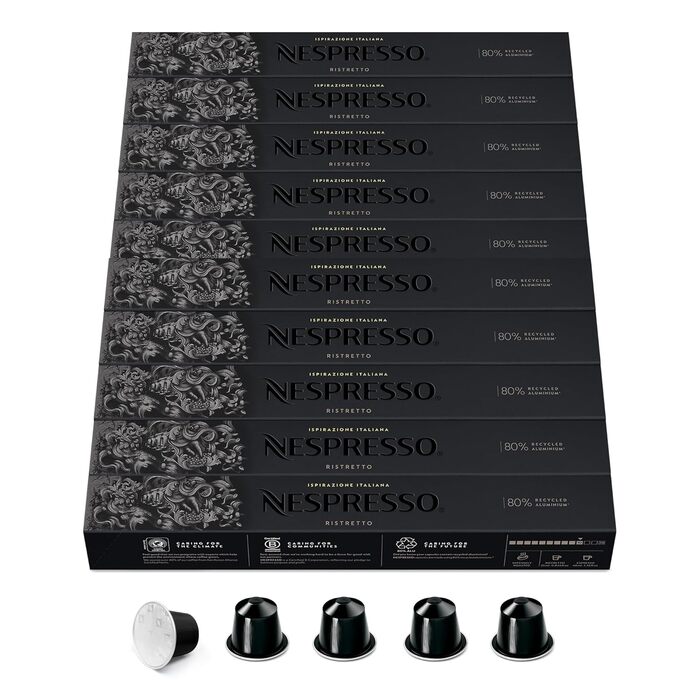 Кава Nespresso Original Ristretto, темна обсмажка, 50 капсул для капсульних машин Nespresso Original