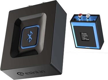 Bluetooth аудіо приймач Esinkin: адаптер для ПК, Mac, смартфона, планшета, AV-ресивера, стереосистеми, 3.5 мм та Cinch роз'єми, One-Push кнопка ввімкнення/вимкнення