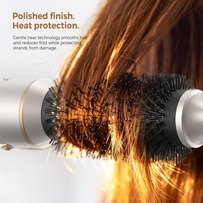 Мультистайлер для волосся 5 в 1 UKLISS Airstyler Pro 1000W: фен, кругла щітка для сушіння, завитки, випрямляч та гаряче повітря, сріблясто-золотий