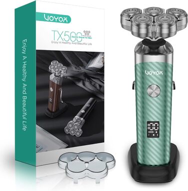 Електричний чоловічий верстат для гоління VOYOR TX500 (зелений) - 5D, мокрий/сухий, USB, LED дисплей, 150 хв роботи