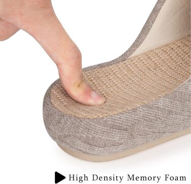 Тапочки жіночі Eagsouni з льону, зручні, з антиковзким покриттям, з піною Memory Foam, плоскі, для дому, теплі, (39/40 EU, Хакі)
