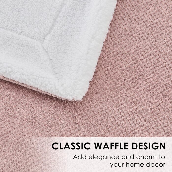 Плюшевий плед Sherpa Sochow: теплий, м'який, двосторонній (220 x 240 см, сіро-рожевий)