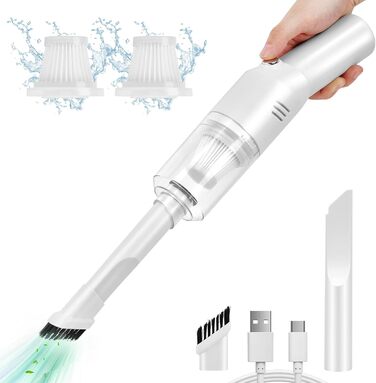 Акумуляторний портативний ручний пилосос Suloea, USB, для авто та дому, легкий, бездротовий, білий