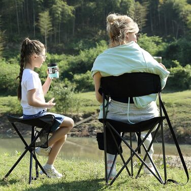 Складаний табурет EVER ADVANCED для кемпінгу, риболовлі та походів. Легкий, міцний (102 кг), з кишенею, чорно-сірий