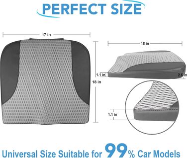 Подушка для сидіння в авто з Memory Foam: Комфорт, підтримка спини, для лікування ішіасу та болю в куприку. Підходить для авто, вантажівки, офісу, інвалідного візка. Шкіра та сітка 4D (Чорний & Сірий)