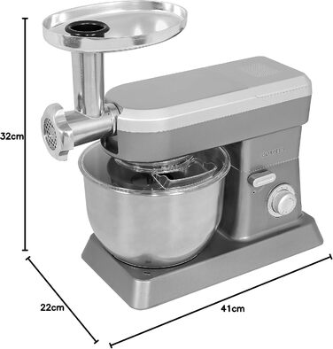 Кухонна машина GUTFELS KM 8102 roi | 1200 Вт | 10 швидкостей | 5 л чаша | Насадки: вінчик, гак для тіста, гак для збивання | Червона