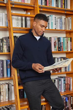 Світшот PINSPARK чоловічий з ¼ блискавкою, довгим рукавом, без капюшона, темно-синій (Navy Blau), 3XL