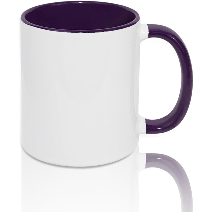 MR.R 11 Unzen Sublimation blank mugs, blank white mug, mug with purple color inside and handle, set of 6