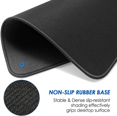 KTRIO Комплект килимків для миші 3 шт. (275x215 мм, чорний) з антиковзким покриттям та міцними краями для комп'ютера, ноутбука та ПК