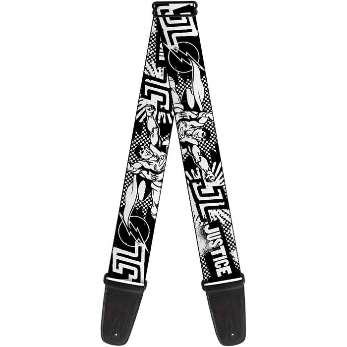 Гітарний ремінь Buckle-Down GS-WJK015 з дизайном 'Веселий Джокер', чорний/білий, 34-60 дюймів (Justice League Superheroes Retro Pop)