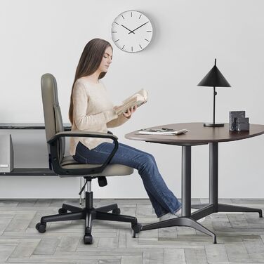 Офісне крісло MIXASTEP з PU-шкірою, регульована висота, поворотне, з підлокітниками, 360° коліщатка, для роботи, навчання, геймінгу (колір шампань)