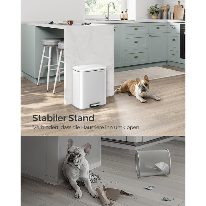 Відро для сміття SONGMICS 20 л з педаллю, м'яким закриттям, з внутрішнім відром, 15 мішків, металеве срібло