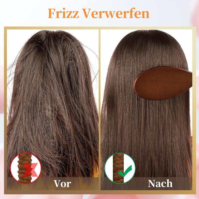 Дерев'яна щітка для волосся AISEELY з щетиною дикого кабана (2 шт.) - для гладкої зачіски, зменшує посічені кінчики та пухнастість