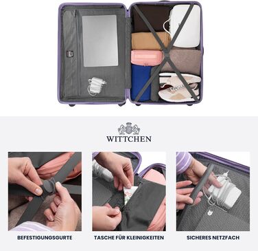 Набір валізWITTCHEN COMODO Line: 3 шт. ABS, телескопічна ручка, TSA-замок, 4 колеса (фіолетовий)