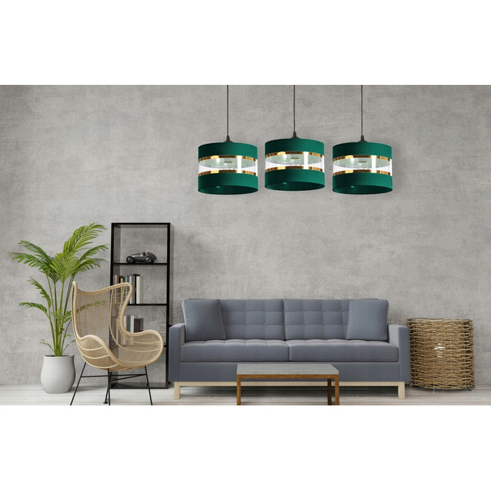 Підвісна люстра ZWIS з зеленим абажуром, 3xE27