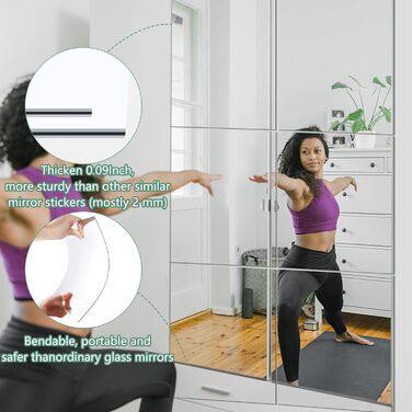 Дзеркальні плитки самоклеючі 40x30 см (2 шт.) - акрилові, для декору стін