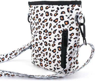 Сумка для ласощів для собак COOWONE Leckerlibeutel, з тримачем для відходів, на пояс, для прогулянок та тренувань, біла, леопардовий принт 2.0