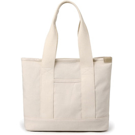 Women's Shoulder Bag Canvas Tote Bag Large Capacity Handbag Multifunctional Crossbody Bag Casual Tote Bag with Handles for Work School Travel Shopper White
