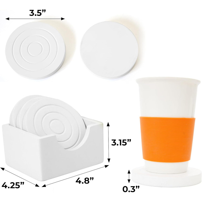 Colorful wooden drink coasters, set of 6 for glasses, table protector for all table types, gift set for all occasions, (White/Opulent Garden, Coasters (With Holder))