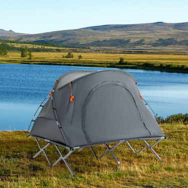 Outsunny Camping Bed Dome Tent 2 Person Air Mattress Grey 200x146x159cm | Aosom
