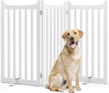 Захисне ґратка для собак Yaheetech, 90.5 x 201.5 см, 4 панелі, білий колір. Ідеально підходить для дому, кухні, проходу, каміну, печі.