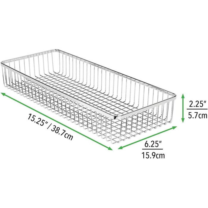 mDesign Universal Drawer Organizer - Metal Storage Baskets for Drawers Organize Kitchen Supplies and Utensils - Drawer Organizers for Kitchen and Household - 4-Piece Set - Silver