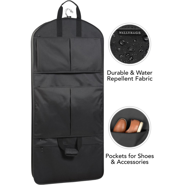 Чохол для костюмів та одягу WallyBags 510 Black 48 дюймів, чорний, з підкладкою, складаний