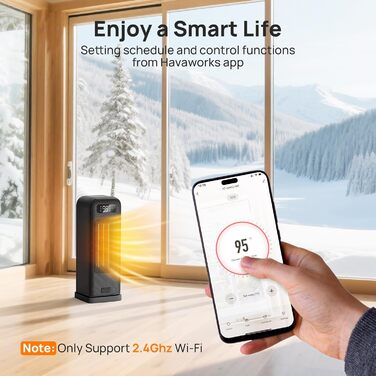 Електричний обігрівач PTC, 2000W, керамічний, тихий, з термостатом та пультом ДУ, ECO режим, 70° осциляція, таймер 12h, захист від перегріву та перекидання, чорний, 1 шт (40см)