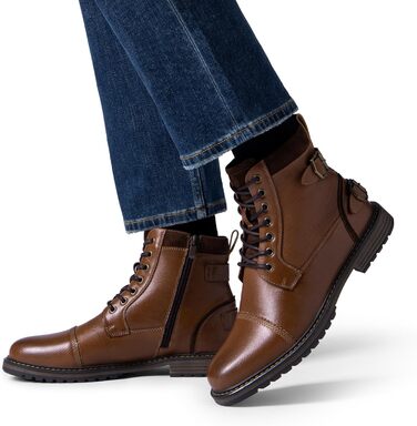 Мотоциклетні черевики Bruno Marc для чоловіків: стильні, з блискавкою, з штучної шкіри, кольору верблюжий (42 EU)