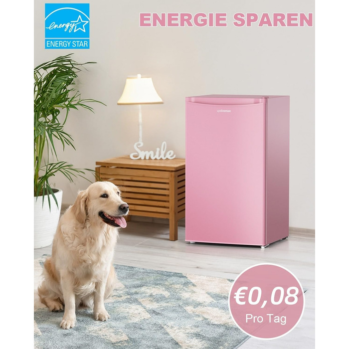 Холодильник Upstreman 91L BR321-Rosa з функцією швидкого охолодження, 5 температурних режимів (1-8°C), енергоефективний, 41 дБ, компактний, для студентів/офісу