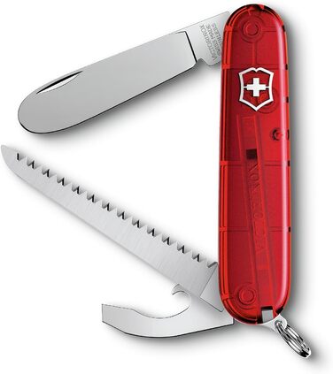 Дитячий мультитул Victorinox My First Swiss Army Knife – 9 функцій, без гострої клинка, червоно-прозорий