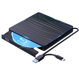 Зовнішній DVD-привід USB 3.0 та Type-C, портативний CD/DVD+/-RW записувач (Blu-ray) для ноутбука, ПК, MacBook, Windows, macOS, Linux