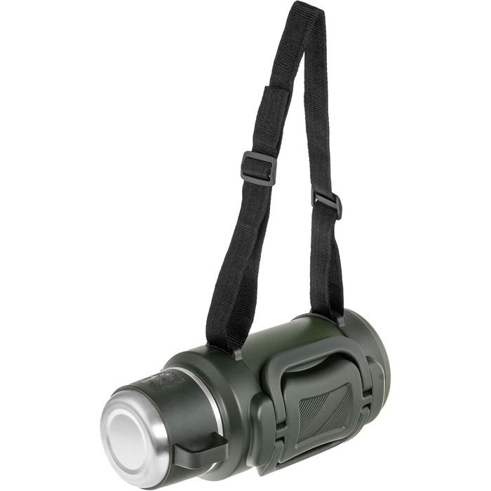 Термос Badger Outdoor Big Boy 1.3L з нержавіючої сталі з ситом для чаю | Вакуумна ізоляція, система One Touch, 24 години збереження тепла, ремінь, оливковий зелений