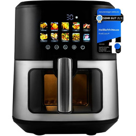 Аерофритюрниця ProfiCook 6,5 л, без олії, 9 програм, 1700 Вт, сенсорний дисплей, нержавіюча сталь, XXL, модель 2024