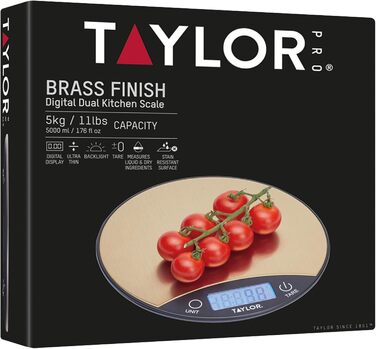 Кухонні ваги Taylor Pro: точні, круглі, з цифровим дисплеєм, нержавіюча сталь, 5 кг, функція тарування