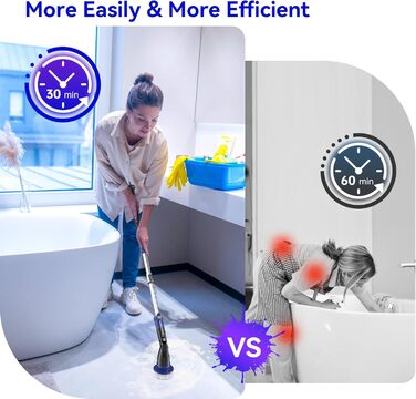 Електрична щітка для чищення, бездротова, 6 насадок, для кухні, авто, підлоги (чорно-синій)