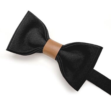 Чоловічий набір аксесуарів з шкіри: краватка-метелик, підтяжки, нагрудна хустка, запонки (Чорний)