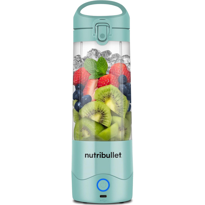 NutriBullet Immersion Blender, Immersion Blender, 475ml BPA-free, Mini-Mixer, Multi-Function Blender, USB-C Charger, over 15 blending cycles, Light Blue, NBP003LBL Portable Light Blue