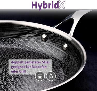 Сковорода Berndes HybridX 28 см індукційна з антипригарним покриттям b.nature Quartz - нержавіюча сталь, швидке нагрівання, без PFAS