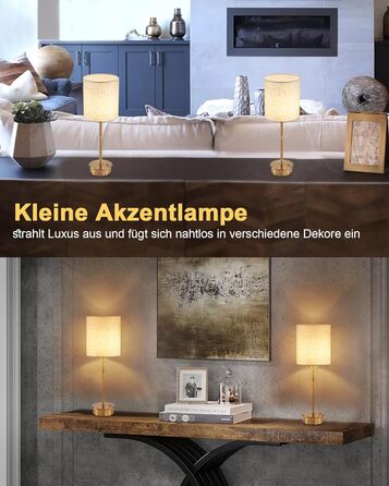 Нічна лампа OCEST на акумуляторі, сенсорне керування, регулювання яскравості, декоративне освітлення для дому, кухні, тераси, обіднього столу. Тканинний абажур кольору античне латунь, висота 41,5 см