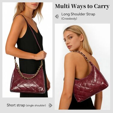 Сумка жіноча через плече крос-боді, PU шкіра, Burgundy Red. Міні-сумка Hobo ретро стилю для побачень, вечірок, прогулянок