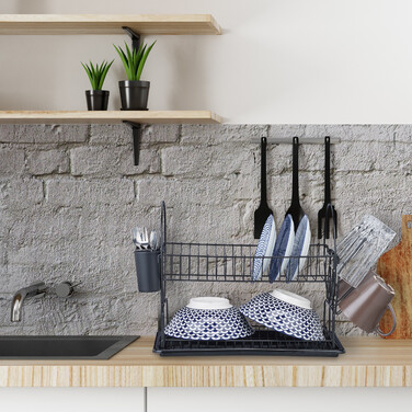 Relaxdays 2-Tier Dish Drying Rack