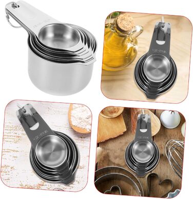 Cieeo 4-Piece Baking Tool Set: Measuring cups, spices, help, bowls, measurement, teaspoons, measuring spoons, bottle, simple cooking spoon, teacup measuring, cup for measuring, stainless steel, silver.