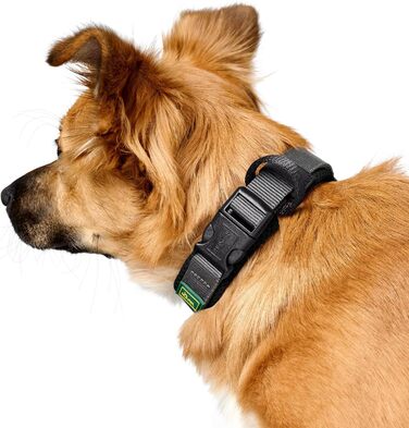 Нашийник для собак HUNTER Maldon, чорний, розмір M: дихаючий сітковий матеріал, міцний нейлон, безшумний, гіпоалергенний, з полегшенням натягу, інтегрована адресна бирка, легкий