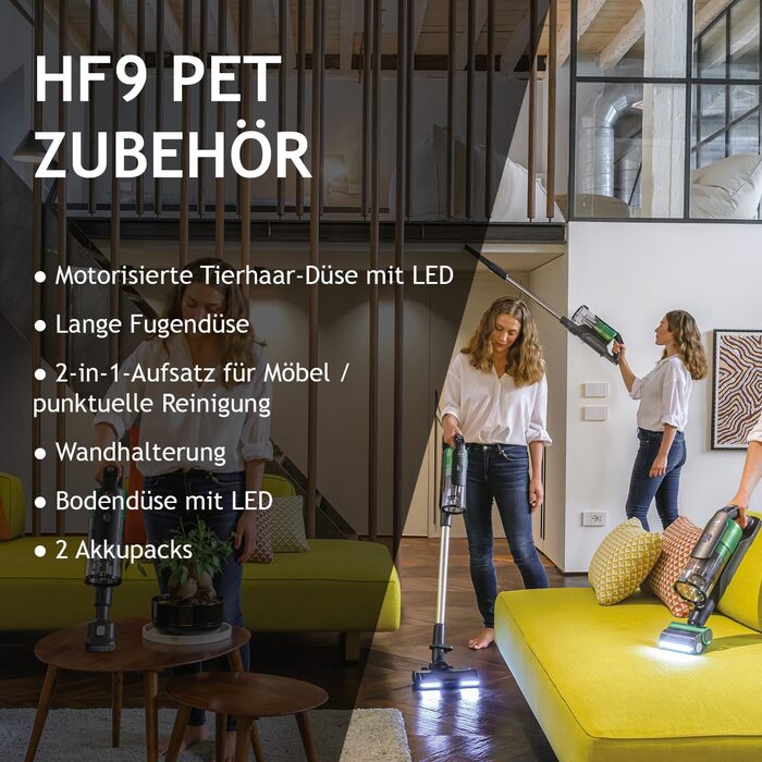 Бездротовий акумуляторний пилосос Hoover HF9 I Без мішка, LED-підсвічування, Anti-Twist насадка, для всіх поверхонь (для тварин), 2 акумулятори