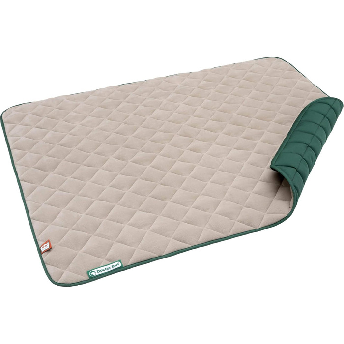 Підстилка для собак Doctor Bark з флісу, двостороння - м'яка та міцна, для великих собак. Можна прати до 95°C. Якісна підстилка для дому та вулиці (XL - 120x100 см, Бежевий/Зелений)