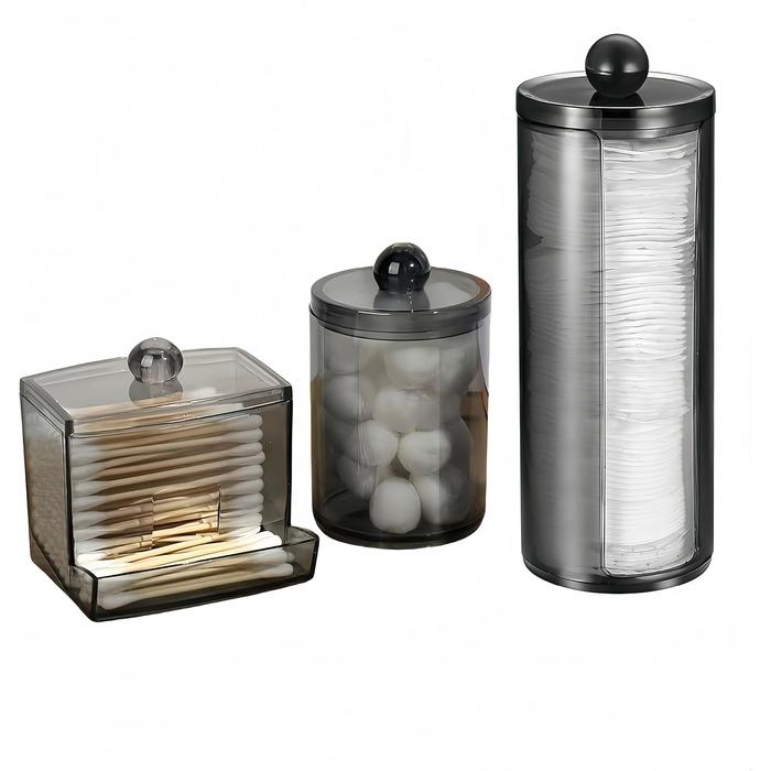 Диспенсер для ватних паличок та дисків PET, органайзер для косметики та макіяжу, чорний (BLACK-D2)